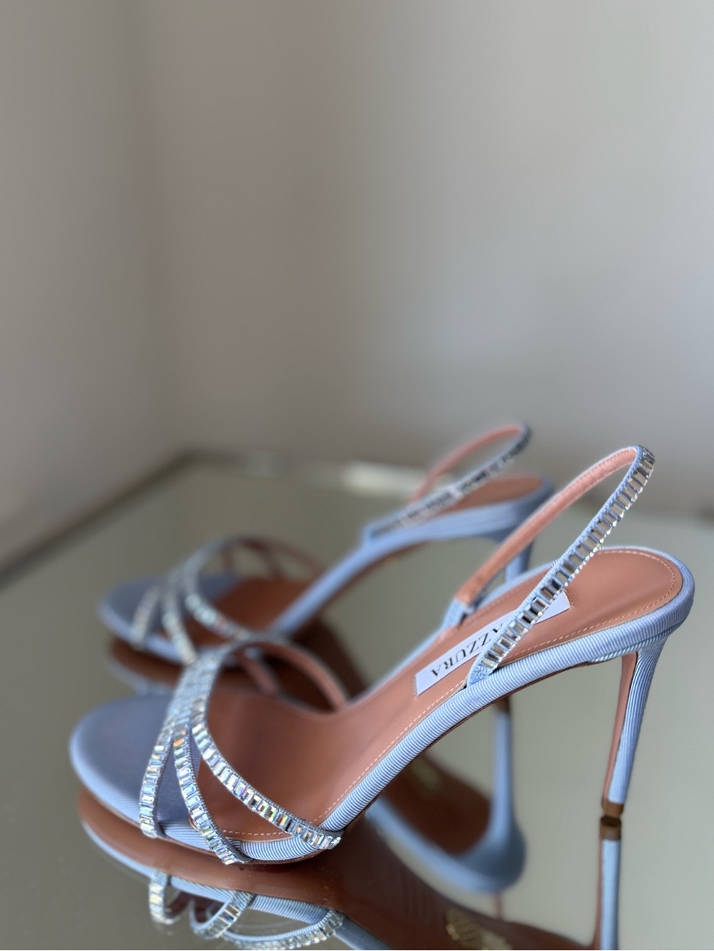 New Aquazzura Memoire crystal-embellished grosgrain sandals $1,115 38 - Picture 8 of 12